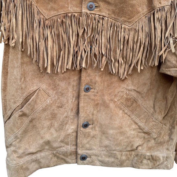 Lizwear Vintage Tan Suede Leather Fringe Western Jacket Womens M Rodeo Festival - Picture 14 of 15